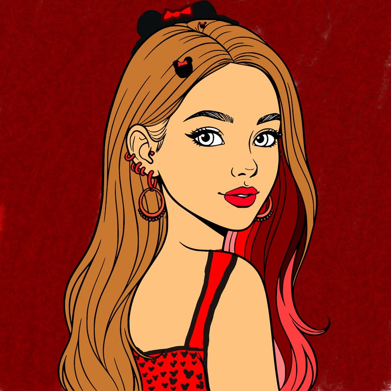 cute girl with long hair portrait neck and up and a few earrings on each ear, and very beautiful