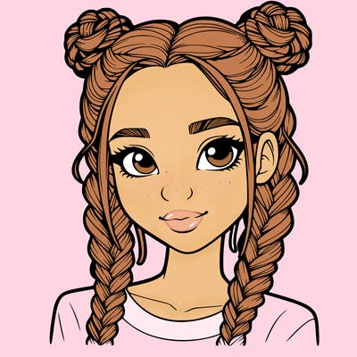 realistic girl with braids