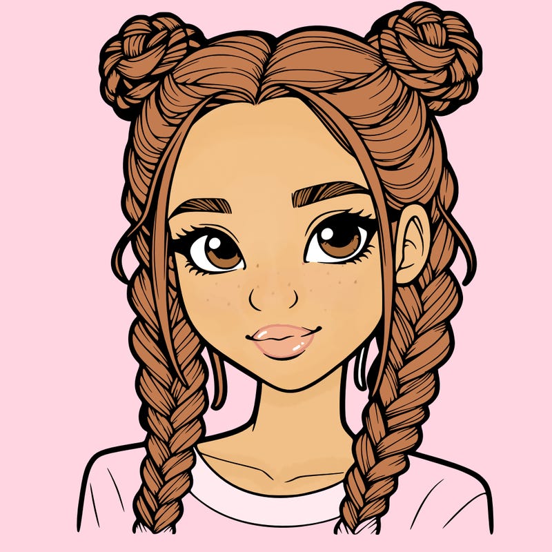 realistic girl with braids