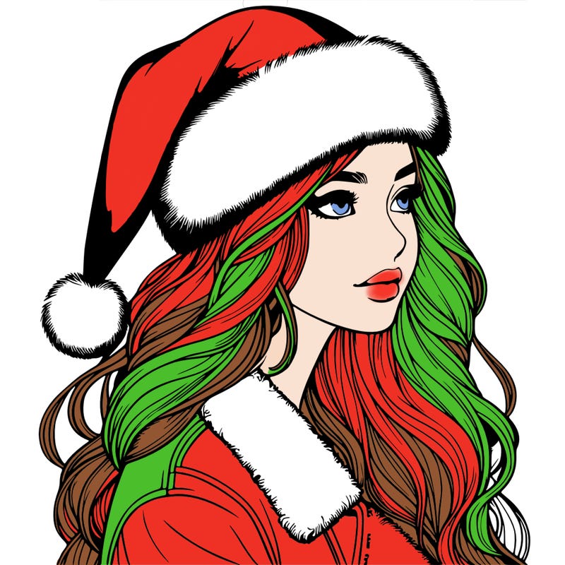 realistic girl in santa hat