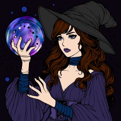realistic women sorcerer using magic