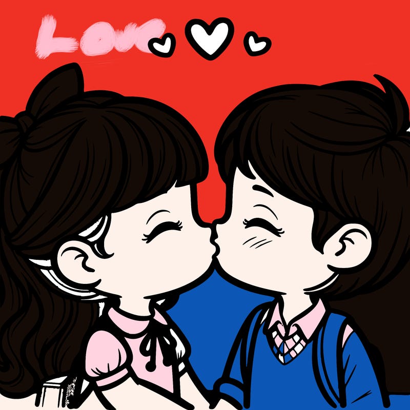 boy and girl kissing