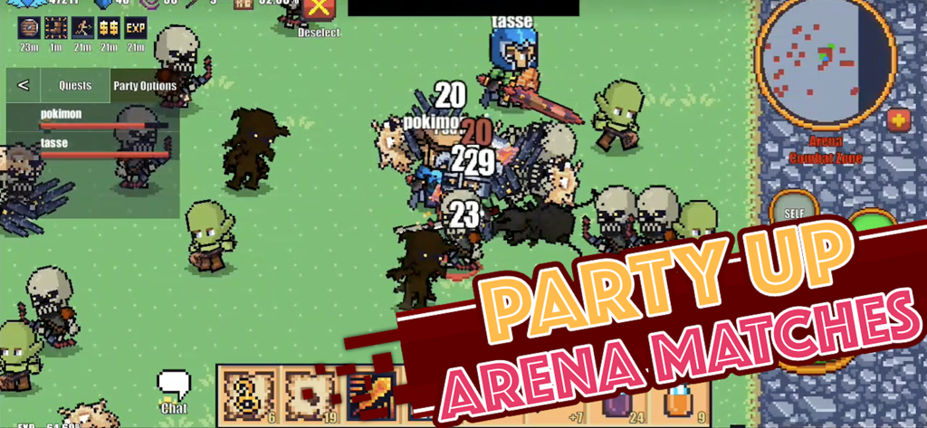 Pixel Knights Online - MMORPG - Multiplayer party combat in the Pixel Knights Online arena with 2D pixel graphics