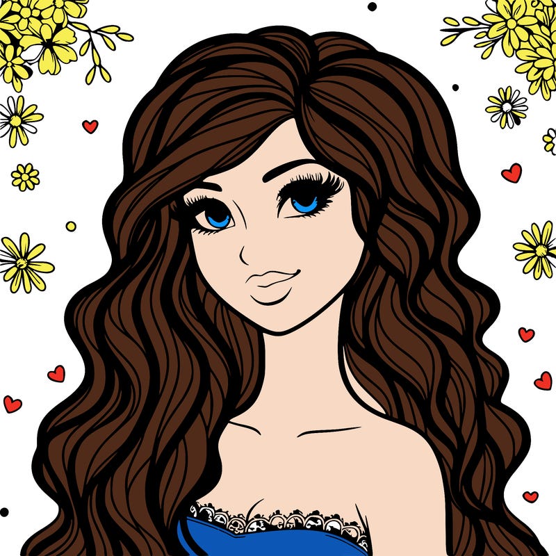 pretty woman with long wavy hair