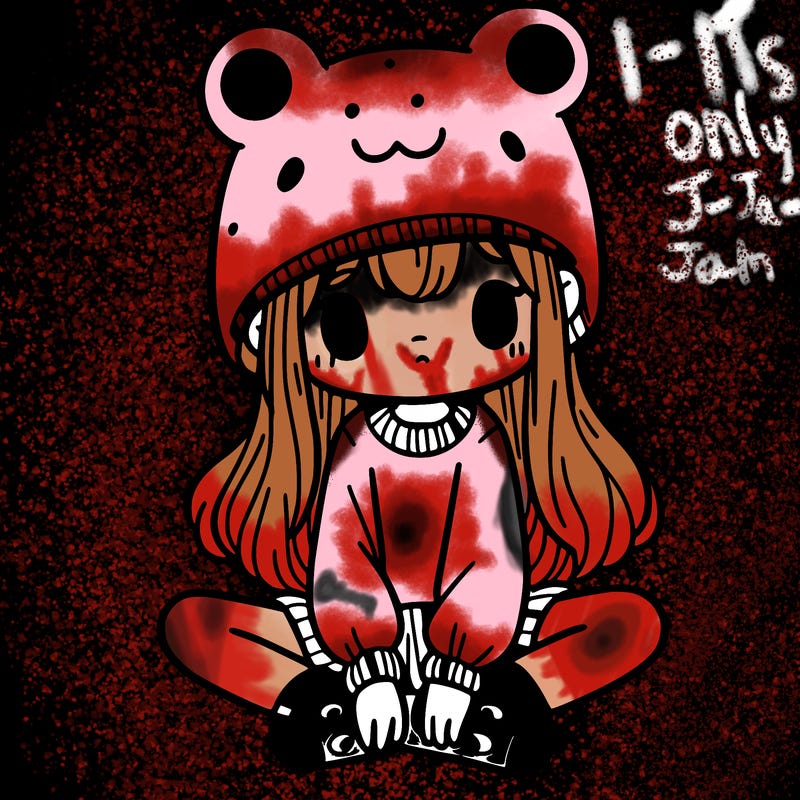 a girl wearing a frog hat and some frog socks