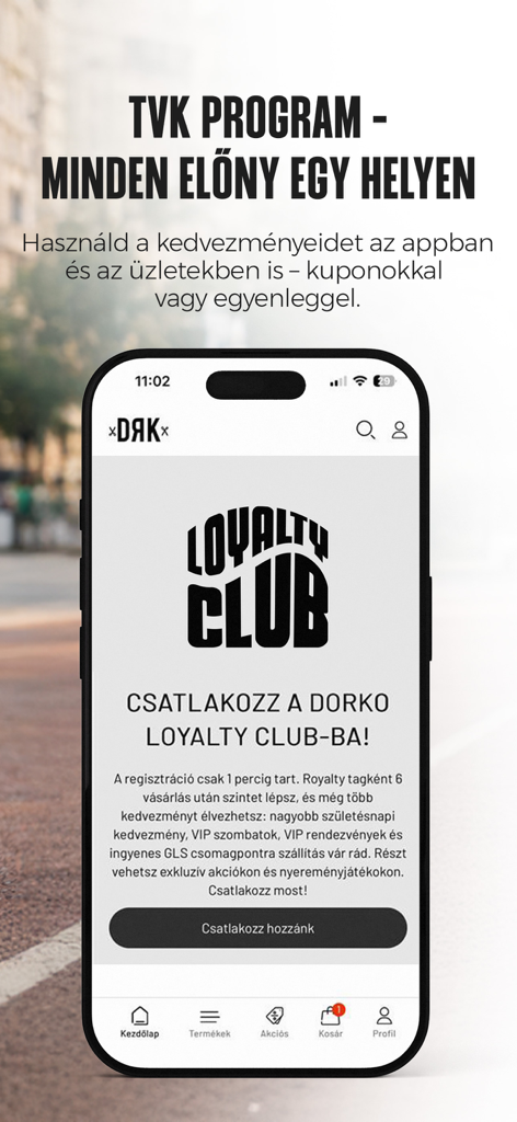 DRK - DRK app screen showing the Dorko Loyalty Club membership registration page and rewards program details.