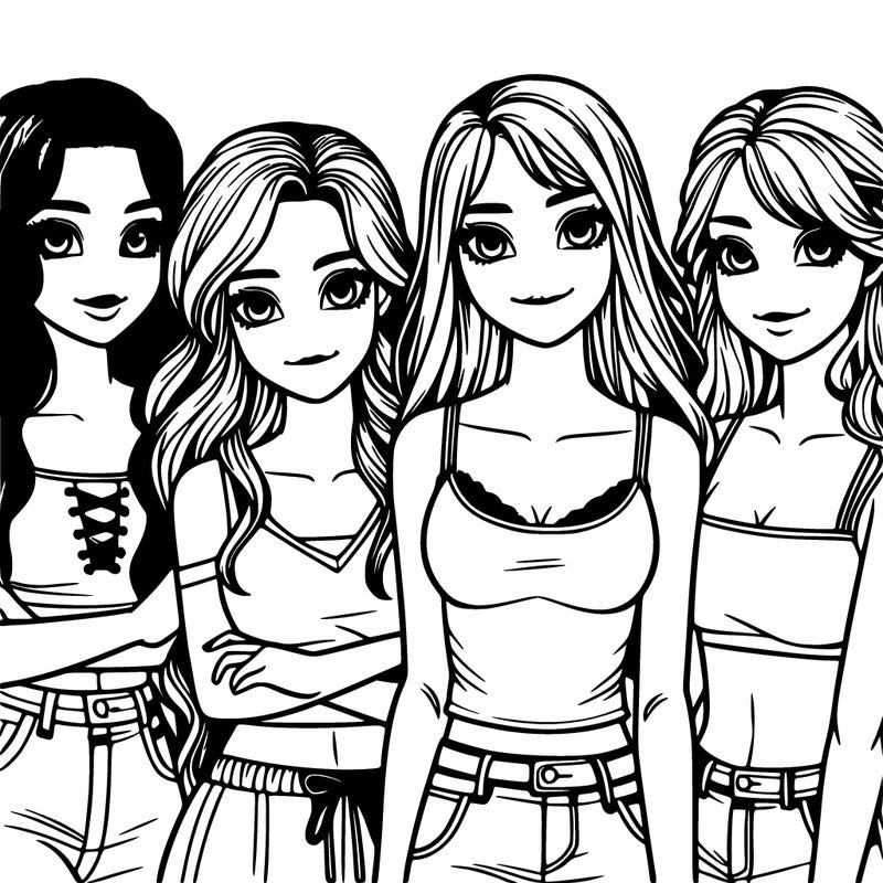 a group of four girls realistic