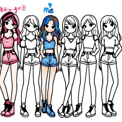 a group of girls wearing crop tops and shorts