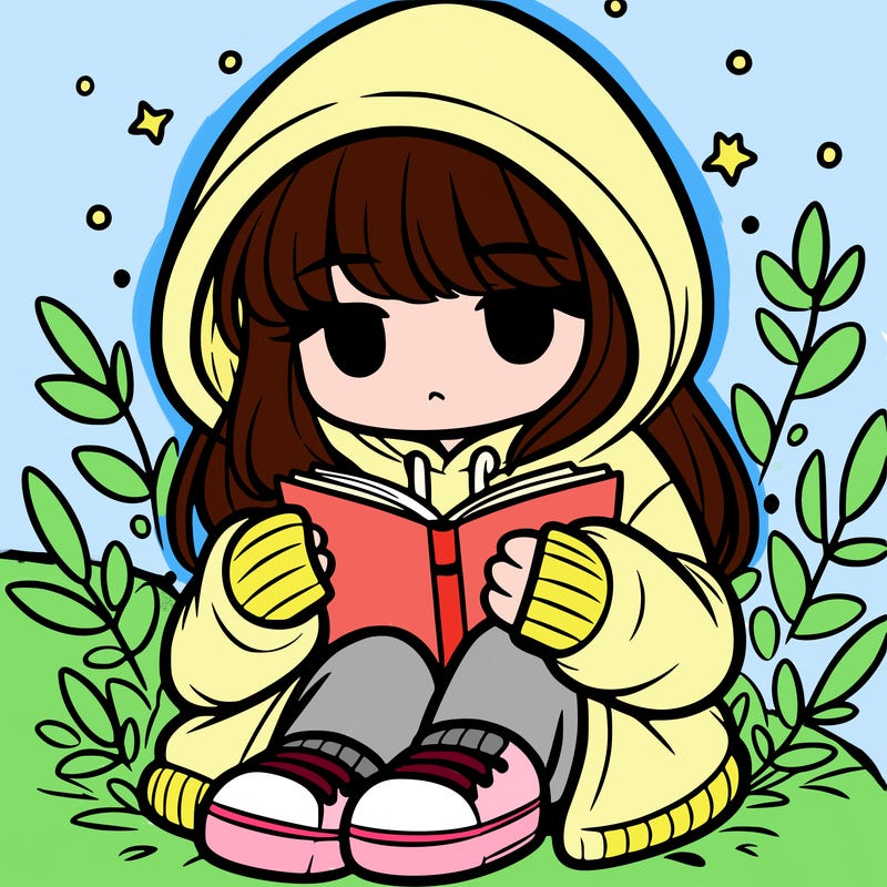 girl in oversized hoodie reading a book