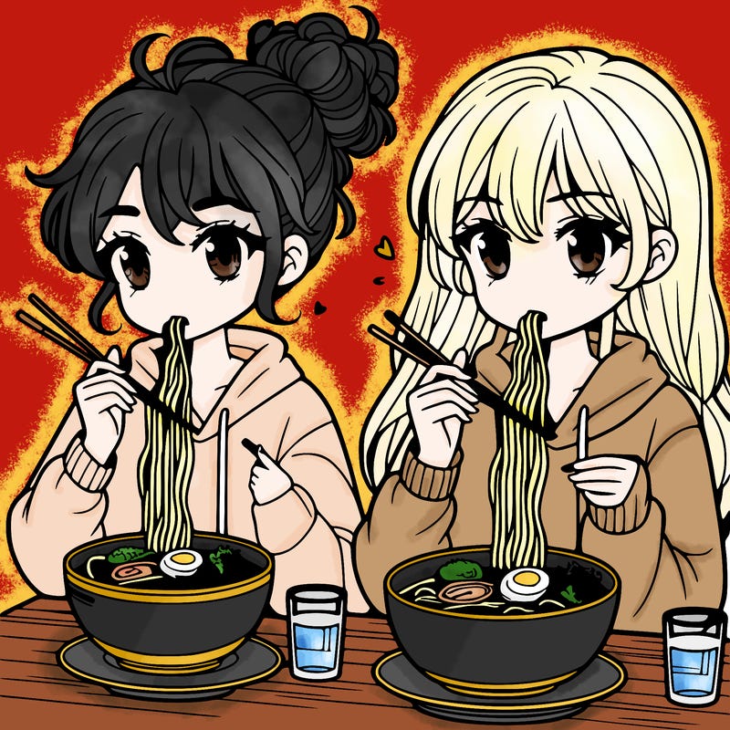 girls eating ramen