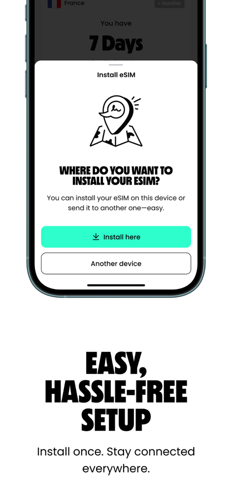 Truely・Travel eSIM & Data Plan - Mobile app interface showing easy eSIM installation options for international travel