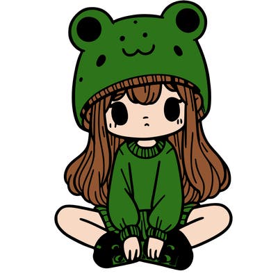 a girl wearing a frog hat and some frog socks