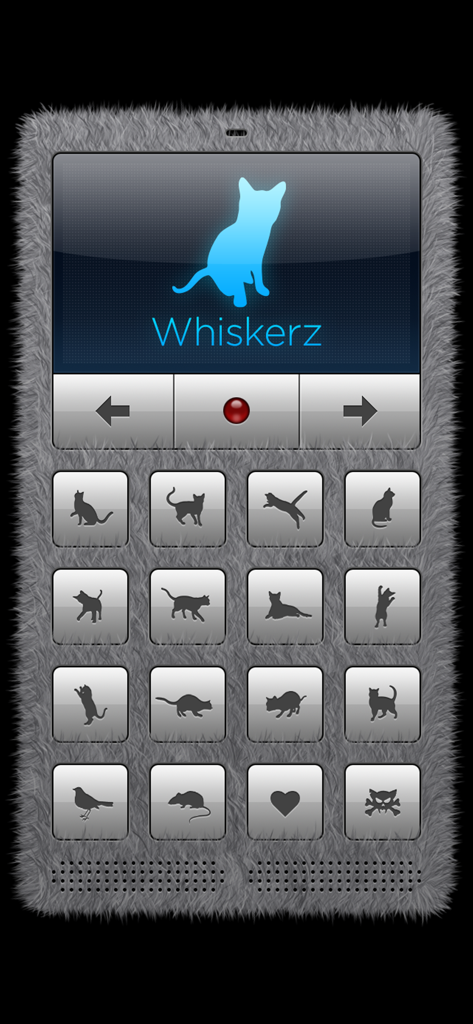 Human-to-Cat Translator Deluxe - Human to Cat Translator Deluxe app interface showing a furry frame and a sixteen button soundboard with cat icons