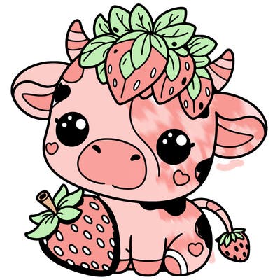 cute strawberry cow