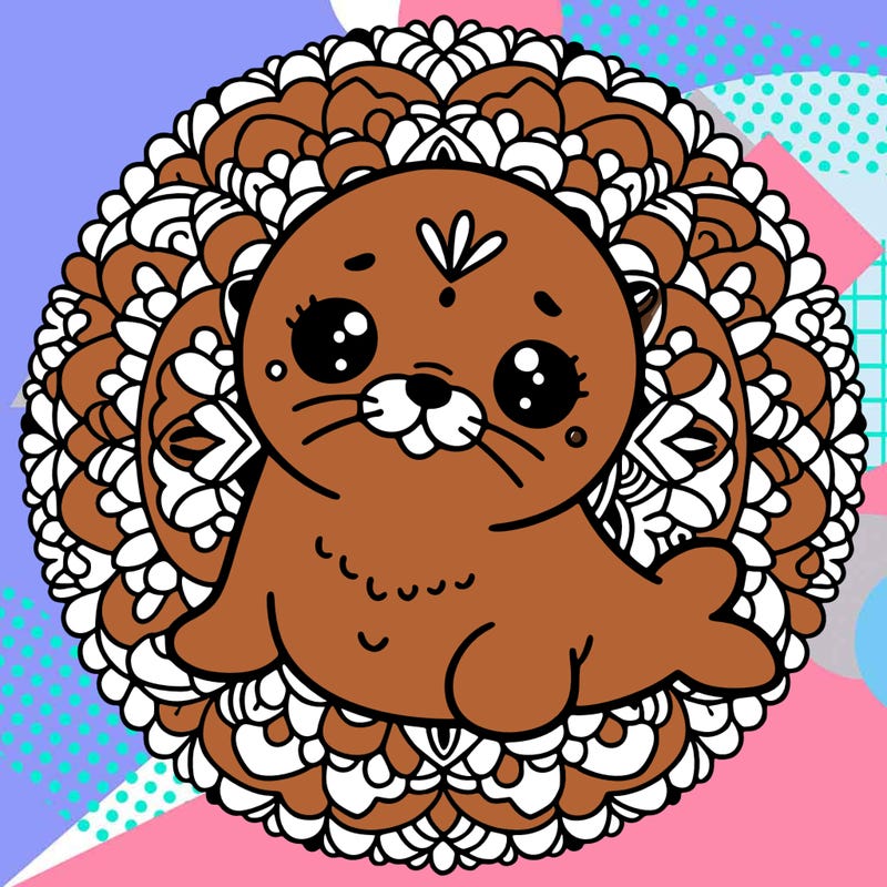a cute baby seal mandala