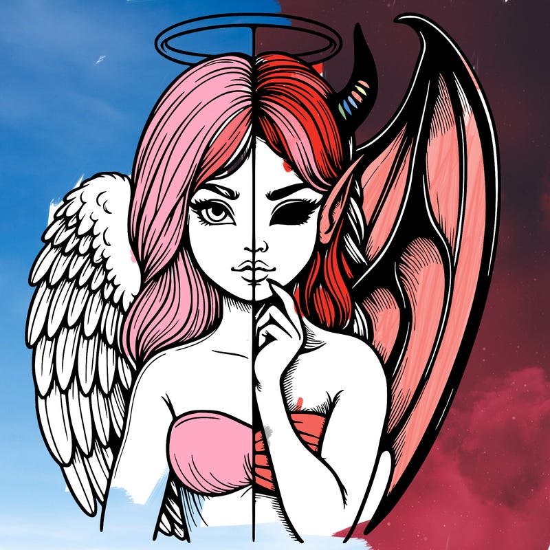 realistic angel half demon