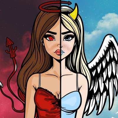 devil vs angel realistic girl