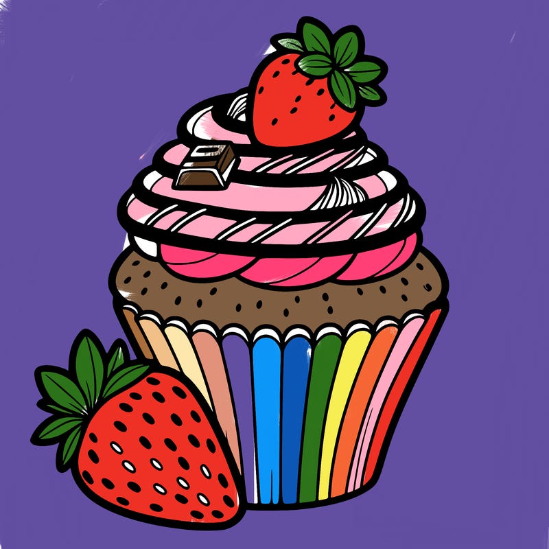 cupcake with chocolate and strawberry’s