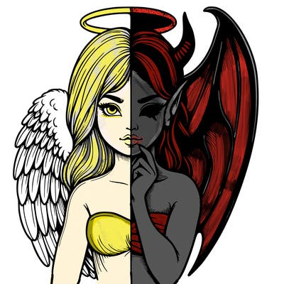 realistic angel half demon