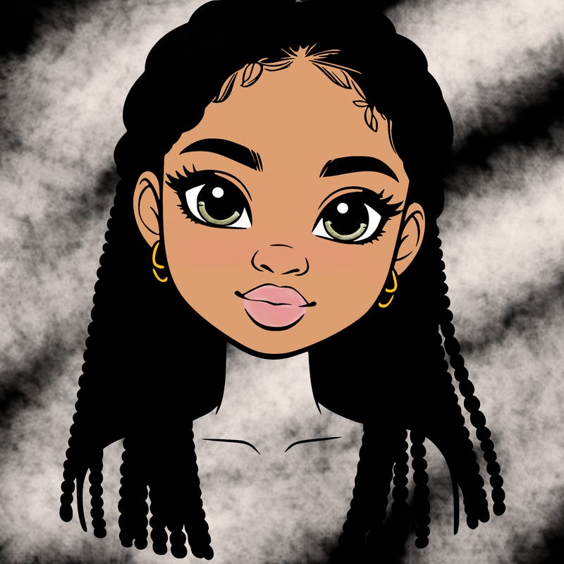 a realistic black girl with braids