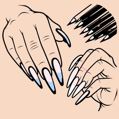 long realistic nails with no pattern