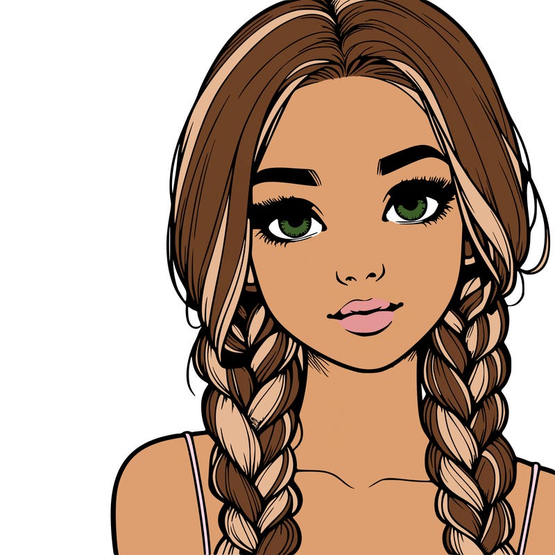 realistic girl with braids