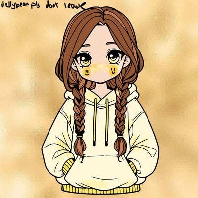a realistic girl with a oversized hoodie and she has braids