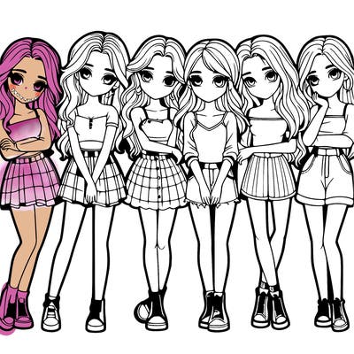 a group of girls realistic