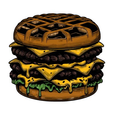 realistic waffle burger
