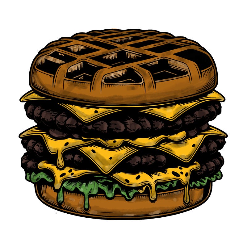 realistic waffle burger