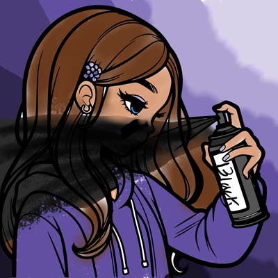 a realistic girl spray painting