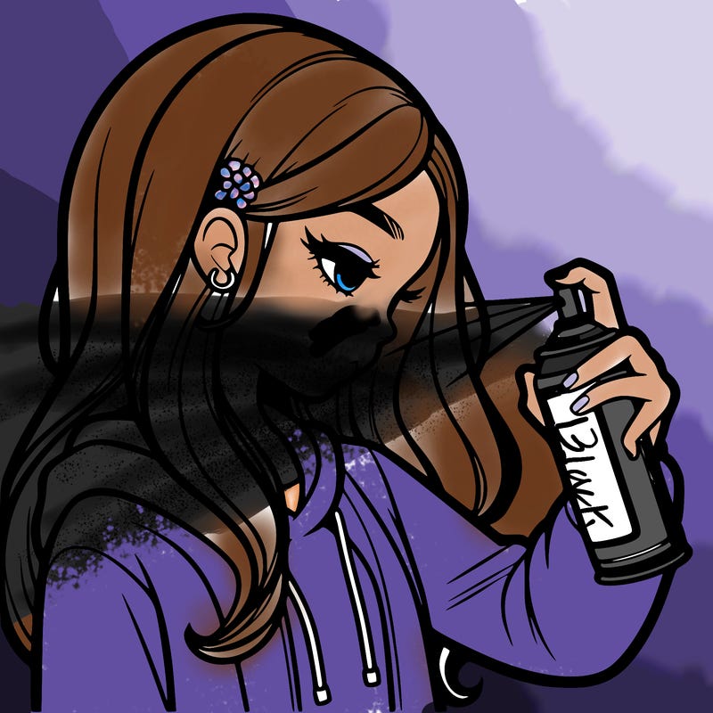 a realistic girl spray painting