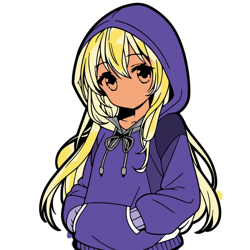 an anime girl with a kawaii hoodie on