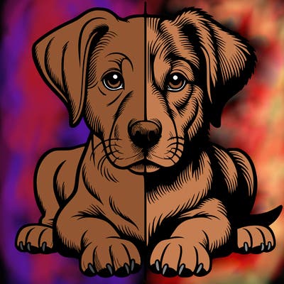 realistic dog split picture