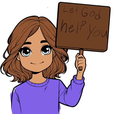 realistic girl holding up a sign