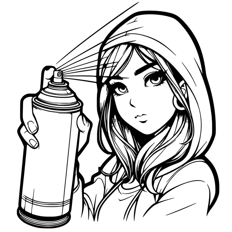 a realistic girl spray, painting