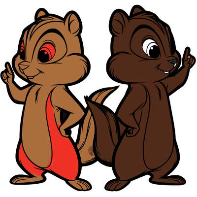 two tamias standing up split realistic