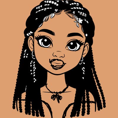 a realistic black girl with braids