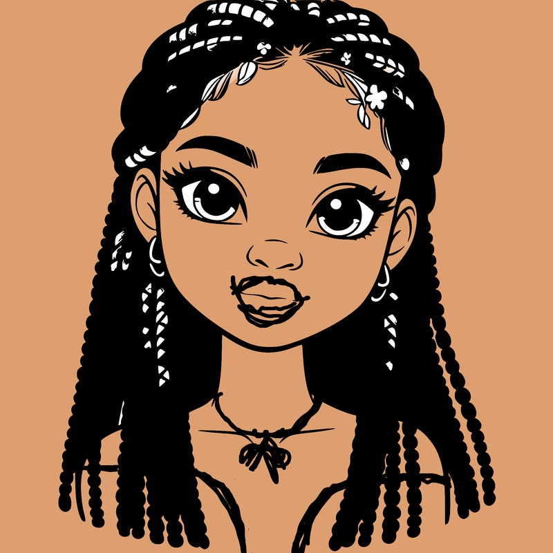 a realistic black girl with braids