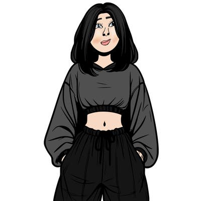 realistic girl faceless with baggy pants and a crop top