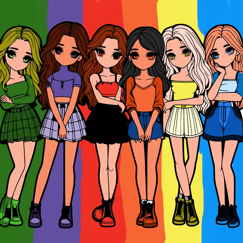 a group of girls realistic