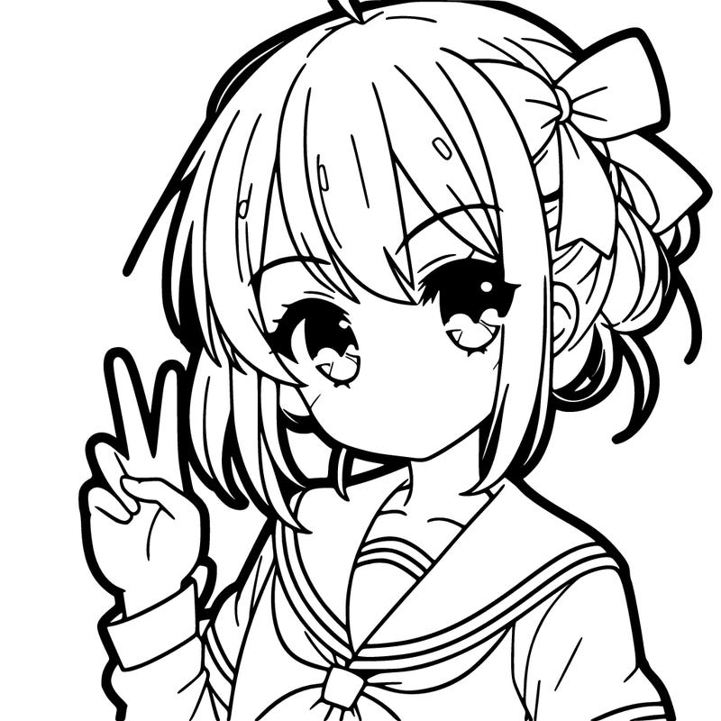 anime girl with a piece sign