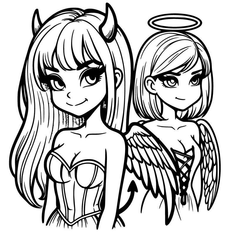 realistic devil and angel girl