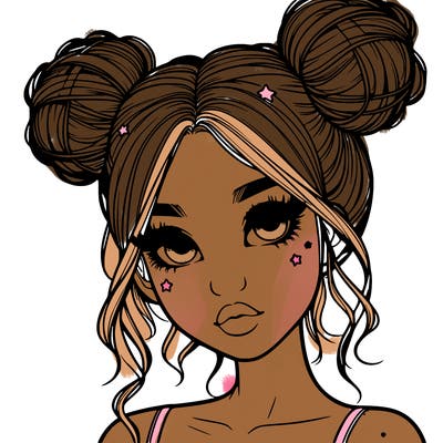 realistic girl with space buns