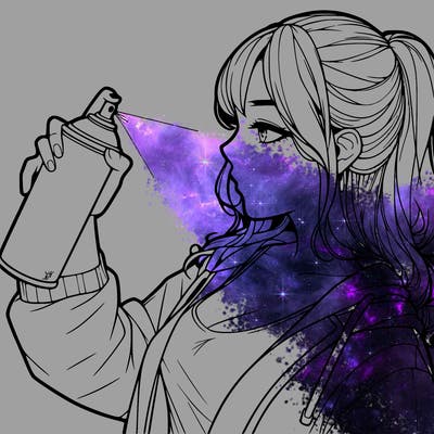 a realistic girl spray, painting