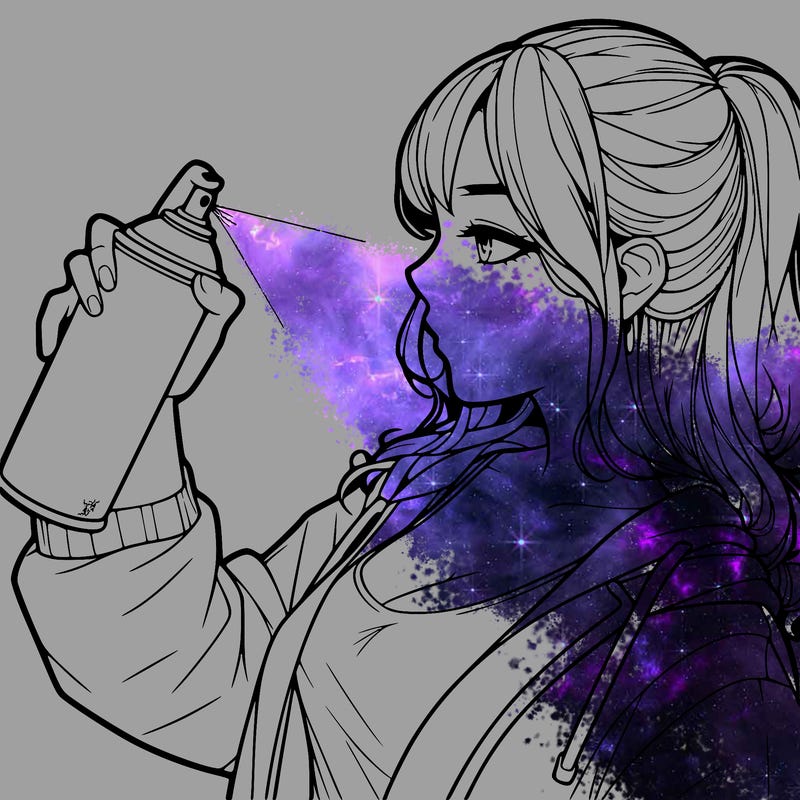 a realistic girl spray, painting