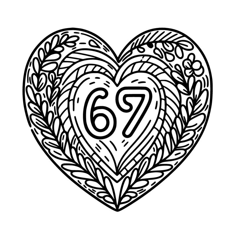 heart with 67 /