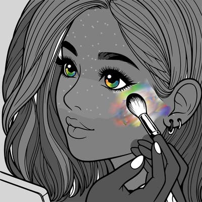 a realistic girl doing her makeup