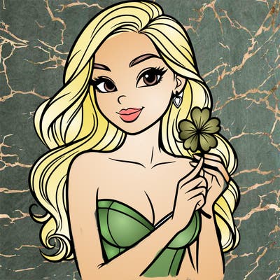 beautiful woman  carrying a clover