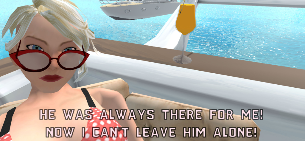 La personaje Isabella en bikini en un bote en Grand Heist Online 2